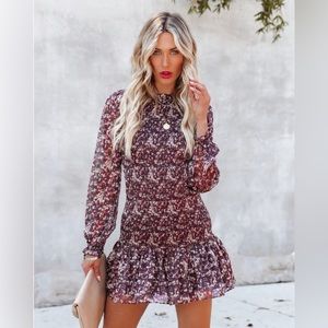 🍁 Vici CATCH THE WIND FLORAL SMOCKED CHIFFON DRESS